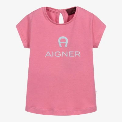 Aigner Babies'  Girls Pink Cotton Glitter T-shirt