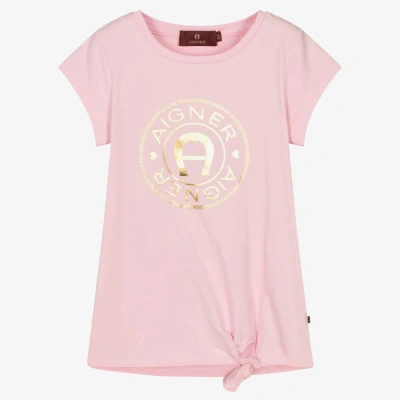 Aigner Kids'  Girls Pink Cotton Logo T-shirt