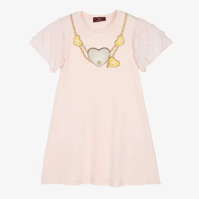 Aigner Babies'  Girls Pink Cotton Necklace Print Dress