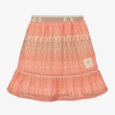Aigner Babies'  Girls Pink Crochet Lace Skirt In Orange