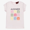 AIGNER AIGNER GIRLS PINK LOGO BABY T-SHIRT