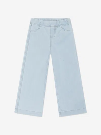 Aigner Kids' Logo-embroidered Chambray Trousers In Blue