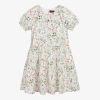 AIGNER AIGNER GIRLS TEEN IVORY FLORAL LOGO DRESS