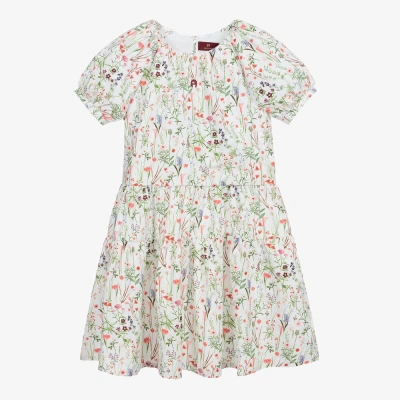 Aigner Girls Teen Ivory Floral Logo Dress