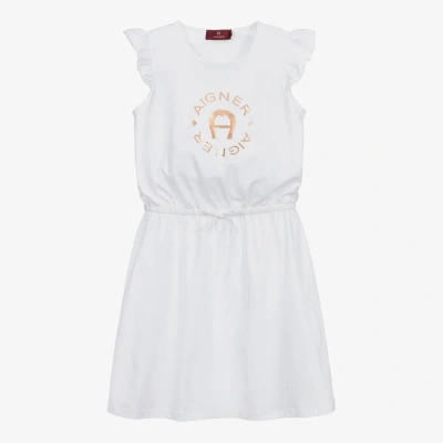 Aigner Girls Teen White Logo Dress