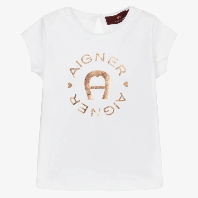 Aigner Girls White Cotton Baby T-shirt