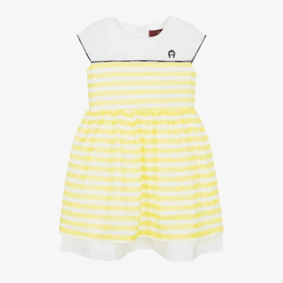 Aigner Kids'  Girls Yellow Striped Satin Dress