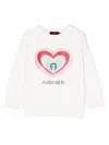 Aigner Glitter Heart-print Sweatshirt In White
