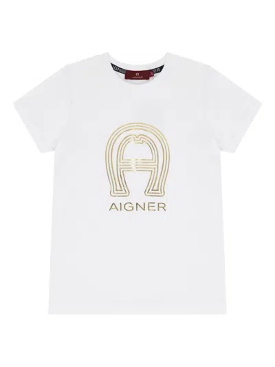 Aigner Kids' Gold-logo Horseshoe T-shirt In White