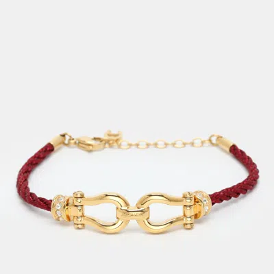 Pre-owned Aigner Gold Tone Metal Double Horseshoe Interlocking Cord Bracelet