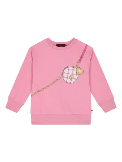 Aigner Kids' Graphic Logo-print Sweatshirt In Rosa