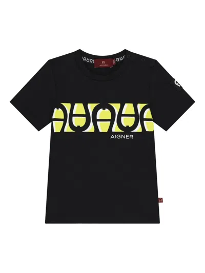 Aigner Babies' Graphic Logo-print T-shirt In Black