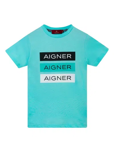 Aigner Graphic Logo Short-sleeve T-shirt In Blue