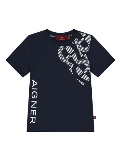 Aigner Babies' Graphic Logo T-shirt In Blue