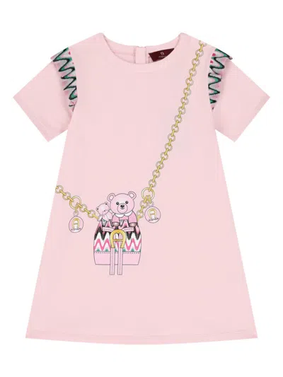 Aigner Kids' Graphic-print Cotton-jersey Dress In Pink
