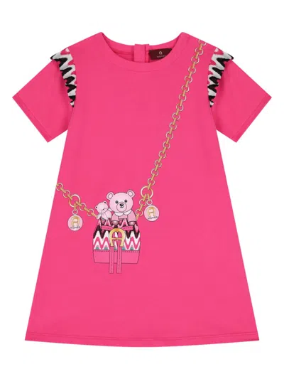 Aigner Kids' Graphic-print Cotton-jersey Dress In Pink
