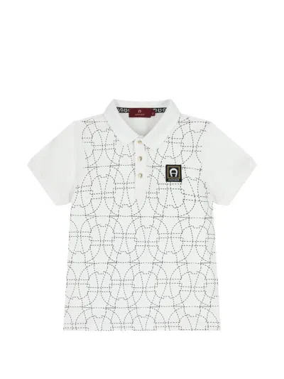Aigner Kids' Graphic-print Polo Shirt In White