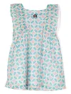 Aigner Graphic-print Ruffled Cotton Dress In Pink