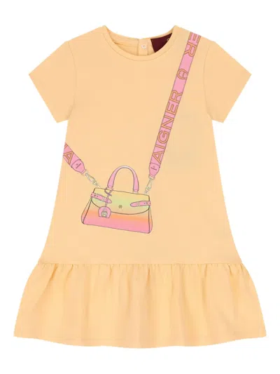 Aigner Babies' Graphic-print Short-sleeve Dress In Orange