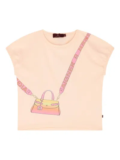 Aigner Kids' Graphic-print Short-sleeve T-shirt In Pink