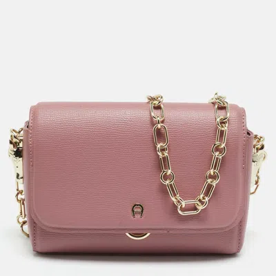 Pre-owned Aigner Grazia Mini Pink Leather Crossbody Bag