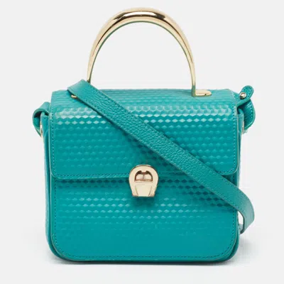 Pre-owned Aigner Green Textured Leather Genoveva Top Handle Bag