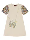 Aigner Handbag-print Short-sleeves Casual Dress In Neutral