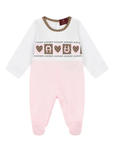 Aigner Heart-print Babygrow In White