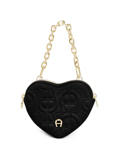 Aigner Heart Quilted Mini Bag In Black