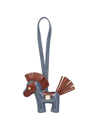 Aigner Horse-shape Calf Leather Bag Charm In Blue