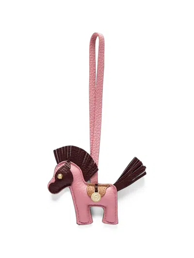 Aigner Horse-shape Fringed Bag Charm In Pink