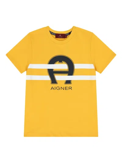 Aigner Kids' Horseshoe-logo T-shirt In Yellow