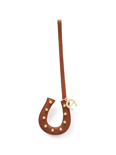Aigner Horseshoe Stud-embellished Bag Charm In Brown