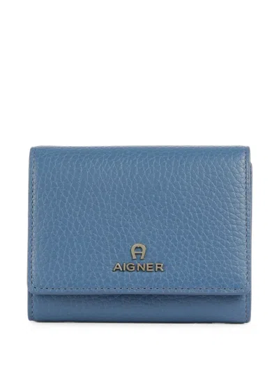 Aigner Ivy Grained Leather Wallet In Blue