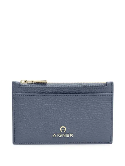 Aigner Ivy Pebbled-texture Card Holder In Blue