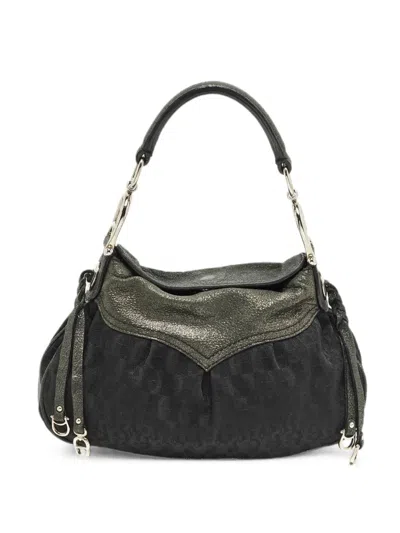 Pre-owned Aigner Jacquard Iridescent Shoulder Bag In Black