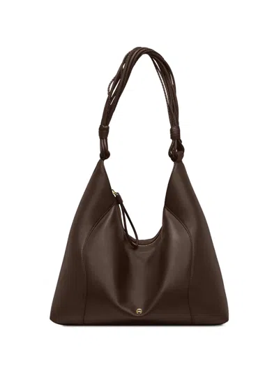 Aigner Large Giara Braided-strap Leather Shoulder Bag In Brown