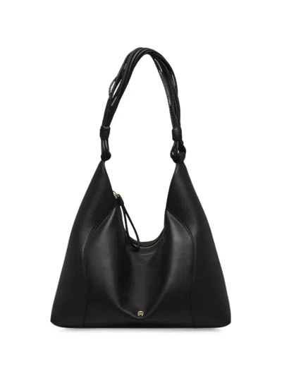 Aigner Large Giara Leather Shoulder Bag In Black