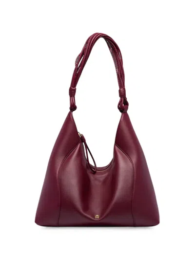 Aigner Large Giara Leather Shoulder Bag In Burgundy