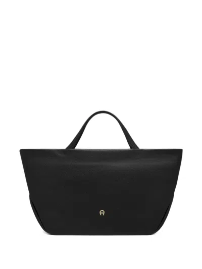 Aigner Large Paola Leather Tote Bag In Black