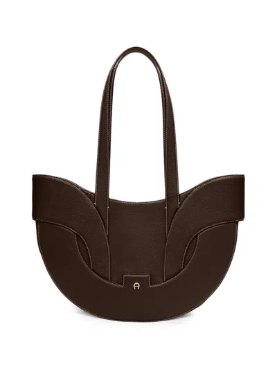 Aigner Large Sellina Leather Panelled Tote Bag In Brown