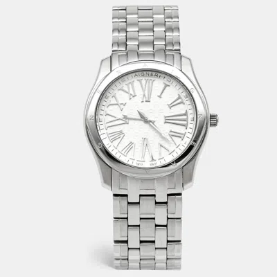 Pre-owned Aigner Lazio A42200 Silver White Dial Stainless Steel Women's Wristwatch 36 Mm