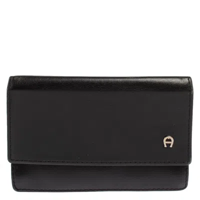 Aigner Leather Card Holder In Black