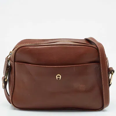 Aigner Leather Crossbody Bag In Brown