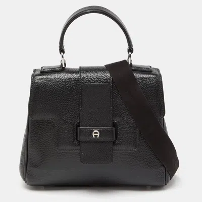Aigner Leather Top Handle Bag In Black