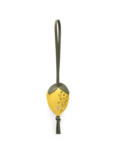 Aigner Lemon-motif Embellished Bag Charm In Yellow