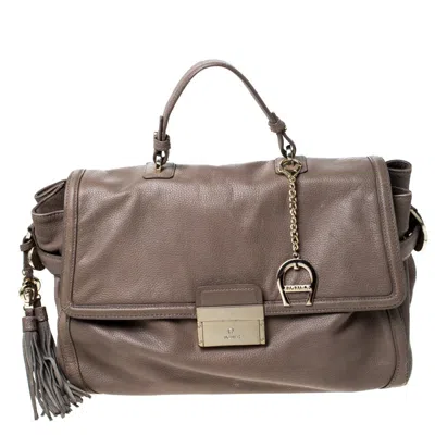 Aigner Light Leather Top Handle Bag In Brown