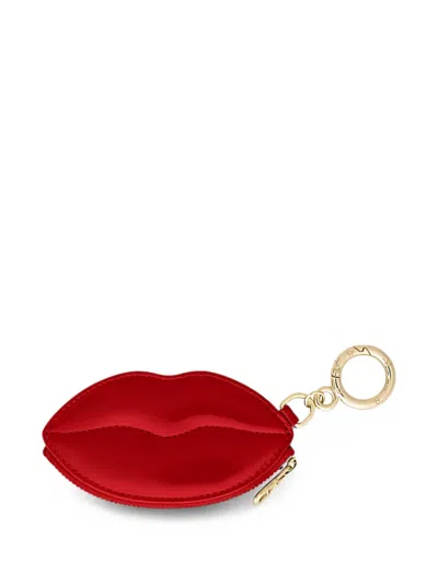Aigner Lips-motif Patent-finish Keyring In Red