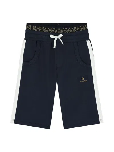 Aigner Kids' Logo-appliqué Shorts In Blue