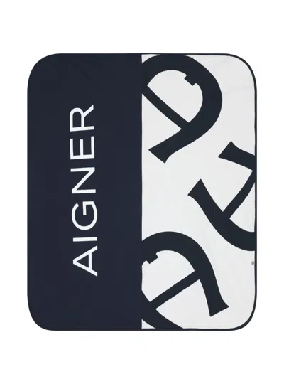 Aigner Logo Blanket In Blue